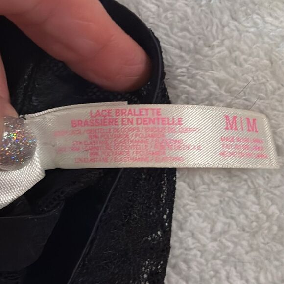 PINK Victoria's Secret Black Lace Underwire Bralette. Sz medium. - Picture 9 of 11